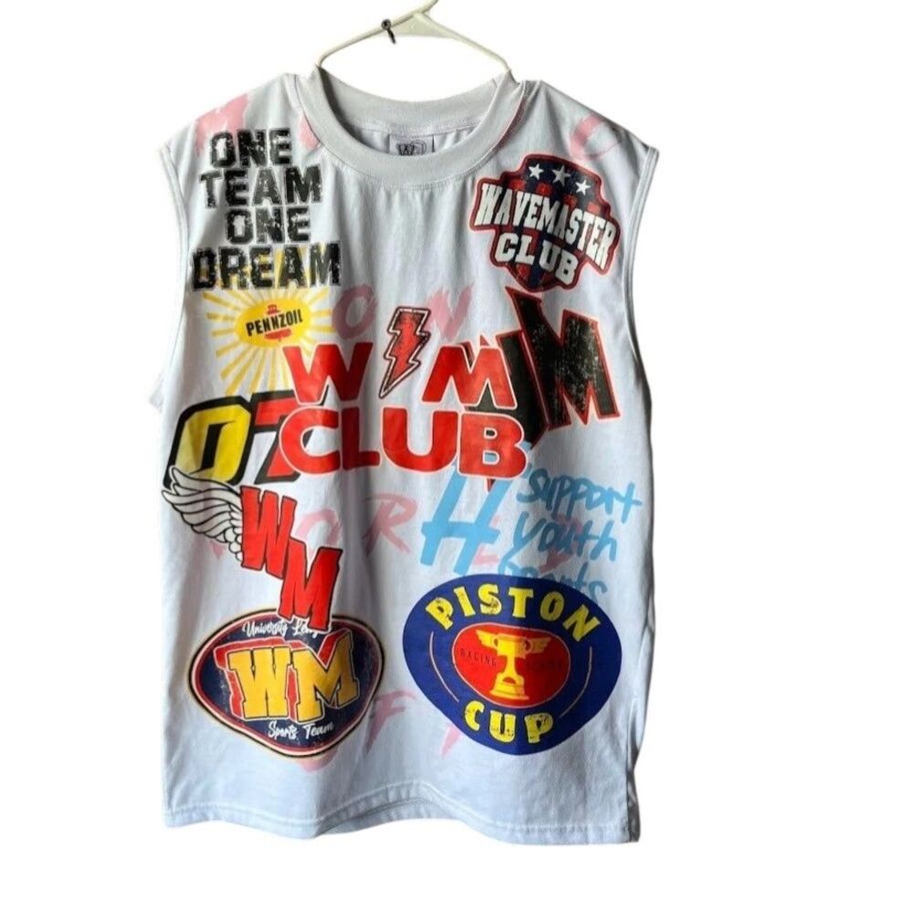 The Wave Master Club Y2k White Sleeveless T-Shirt Adult Size M NWT